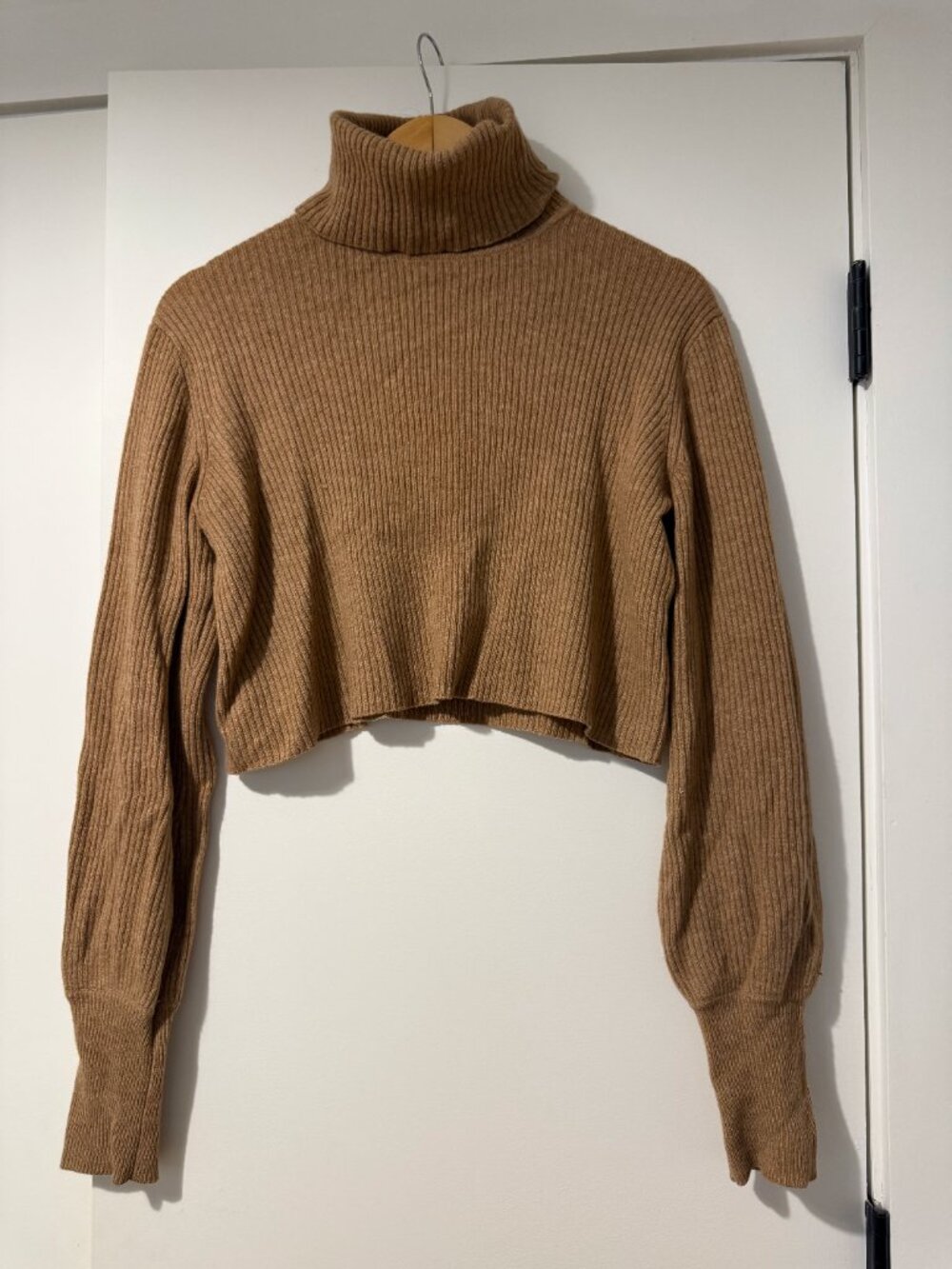 Reformation Luisa Cropped Cashmere Sweater Camel Turtleneck XS